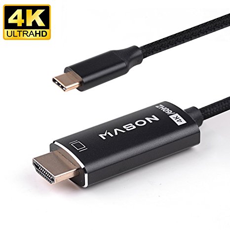 USB C to HDMI Adapter (4K@60Hz), USB Type-C to HDMI Adapter (Thunderbolt 3 Compatible) for MacBook Pro 2016 2017, Imac, Samsung Galaxy S9/S8/Note 8, Chromebook, Dell XPS 13/15, Pixelbook and More.