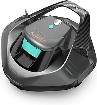 AIPER Seagull SE Cordless Robotic Pool Cleaner, Pool Vacuum Lasts 90 Mins, LED Indicator, Self-Parking, for Flat Above-Ground Pools up to 33 Feet - Gray (Renewed)