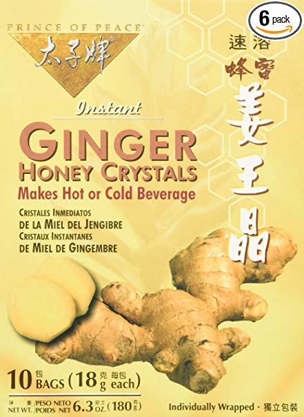 Prince Of Peace Ginger Honey Instant Crystal Tea - 10 bags per pack - 6 packs per case.