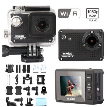 Action Camera WiFi WiMiUS® Sports Camera Waterproof 1080P 12MP Helmet Camera HD Car Dvr   Original 3.7V Li-ion Battery (S1-Black)