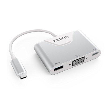 MOKiN Aluminum Case USB Type C To VGA/USB3.0/USB C Female Hub Multiport Adapter