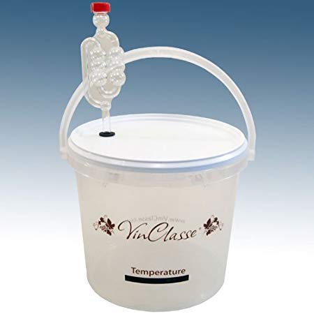 Home Brew & Wine Making - VinClasse® 5 Litre Clear Fermenting Bucket With Airlock & LCD Temp Strip