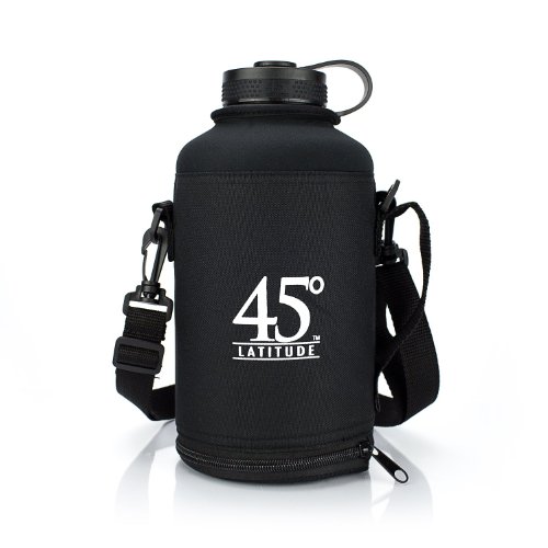 Beer Growler 64oz Protective Carrier Tote Black Nylon and Neoprene Sleeve with Shoulder Strap Bottle Sold Separately Fits Hydro Flask and Other Popular Brands