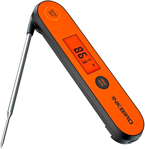 Inkbird Digital Instant Read Meat Thermometer, ITH-1P Waterproof Rechargeable Thermometer with Backlight & Calibration, Ultra Fast Thermometer with Folding Probe for Grill, Deep Fry, BBQ, Milk both Indoor&Outdoor