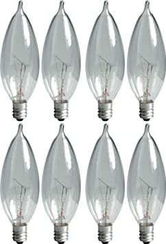 GE Crystal Clear Bent Tip Decorative Light Bulbs (40 Watt), 360 Lumen, Candelabra Light Bulb Base, 8-Pack Chandelier Light Bulbs