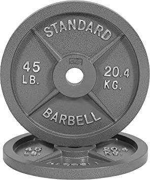 WF Athletic Supply Traditional/Classic 2-Inch Hole Solid Cast Iron Olympic Barbell Weight Plates - Great for Strength Training, Weightlifting, Bodybuilding & Powerlifting, Multiple Choices Available