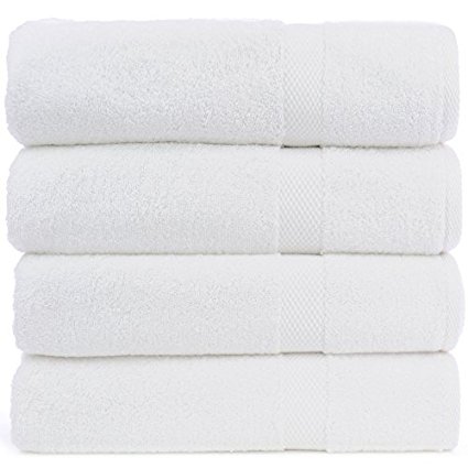 Luxury Hotel & Spa Towel Turkish Cotton Bath Towels - White - Honeycomb - Set of 4
