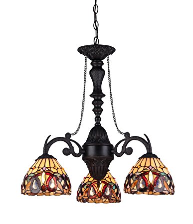 Chloe Lighting CH33353VR21-DC3 Serenity Tiffany-Style Victorian 3-Light Mini Chandelier with 20.5-Inch Width