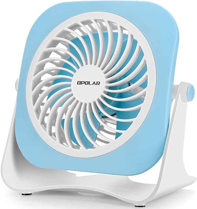 OPOLAR 4 Inch Small USB Desk Fan, 2 Speeds, Lower Noise, USB Powered, 360° Up and Down, 3.8 ft Cable, Powerful Mini Table Fan for Home and Office