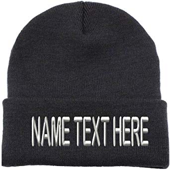 Custom Embroidery Personalized Text Ski Toboggan Knit Cuffed Embroidered Beanie Hat