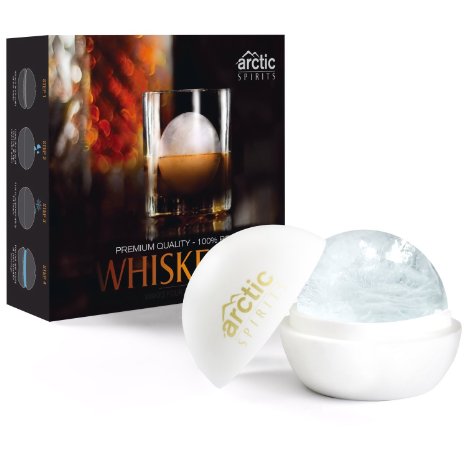Arctic Spirits Whiskey Ice Molds - Set of 4 Silicone Round Ice Ball Sphere Maker Molds, Makes Giant 2.5 Inch Ice Balls