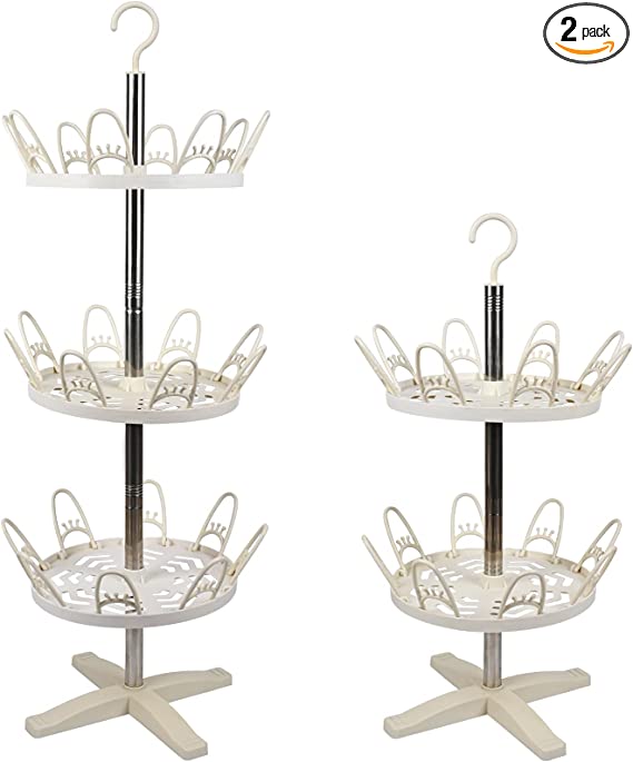 VAIPI 2 Sets Revolving Shoe Rack 360-Degree Rotating Shoe Rack Adjustable Shoe Tree Racks Spinning Round Shoe Organizer Standing and Hanging Shoe Rack for Home