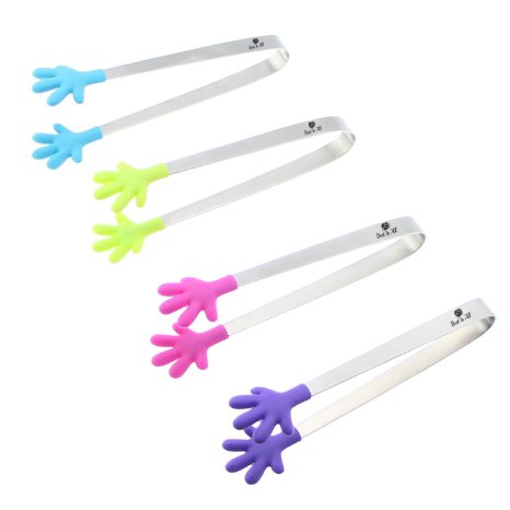 Best Ever Premium Tongs Set of 4 Perfectly designed high quality Silicone Mini 5 inch Tongs Best Kitchen gadgets from Best In All