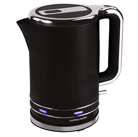 Andrew James Lumiglo Kettle | Electric Cordless Fast Boil Illuminating Jug Kettle | Reusable Filter & Flip Top Lid | Matt Black with Blue LEDs | 3000W