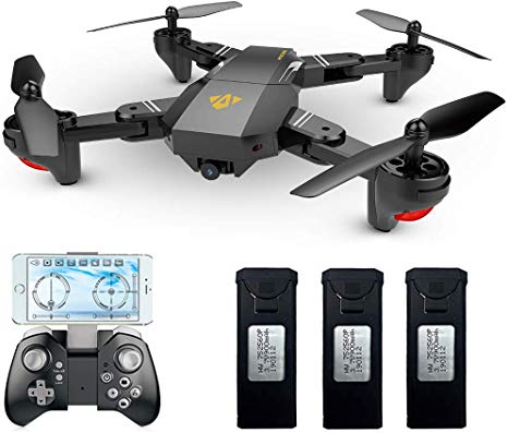 Teeggi VISUO XS809HW Drone with Camera, Live Video FPV RC WiFi Quadcopter with 720P HD 2MP 120° Wide-Angle Camera Altitude Hold, Headless Mode, One Key Return, APP Control Toys for Beginners