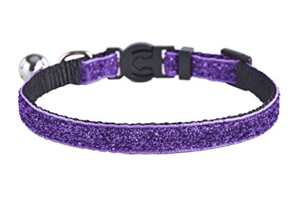 EXPAWLORER Adjustable Breakaway Sparkle Nylon Cat Collar with Bell for Pet Dog Puppy Kitten