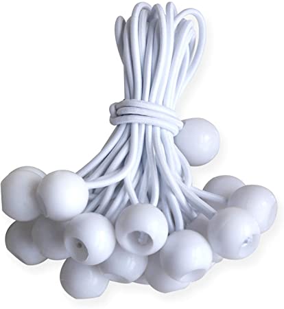 ABCCANOPY Heavy Duty Ball Bungee Canopy Tarp Tie Down Cord Elastic String Ball Bungee tarp Ball Ties(White 30pcs, 11")