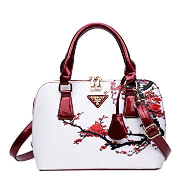 Softmusic Lady Women Floral Printed Top-Handle Adjustable Strap Shoulder Purses Handbags