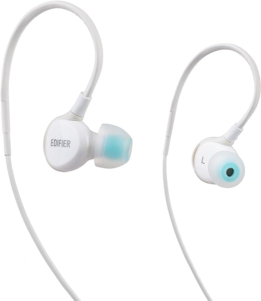 Edifier P281 Waterproof Computer Headset - Sports in-Ear Earphones IP57 Rated with Memory Around-The-Ear Wire for Running, Workout, Exercise - White