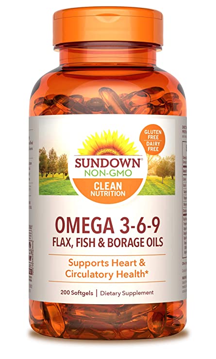 Sundown Naturals, Omega 3-6-9 Flax, Fish & Borage Oils, 200 Softgels