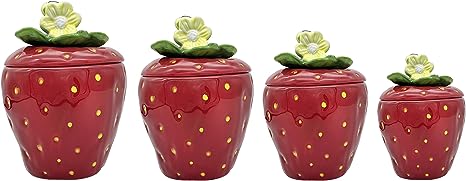 Tuscany Strawberry Shaped, Set of 4 Canisters, 83501 by ACK