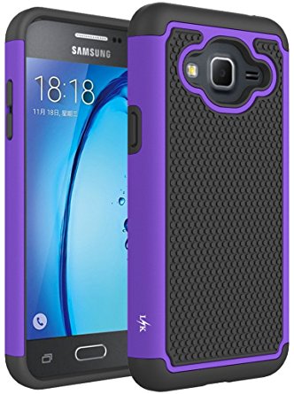 J3 Case, Express Prime Case, Amp Prime Case, LK [Shock Absorption] Hybrid Armor Defender Protective Case Cover for Samsung Galaxy J3 / Express Prime / Amp Prime (Purple)