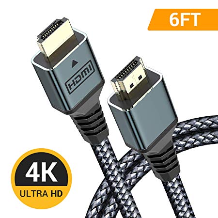 4K HDMI Cable, 1.8M/6FT High Speed 18Gbps HDMI 2.0 Cable 4K@60Hz / 2160p / 4:4:4 Compatible Fire TV, 3D, Audio Return, Ethernet, Video 4K UHD 2160p, HD 1080p, 3D - Xbox Playstation PS3 PS4 PC