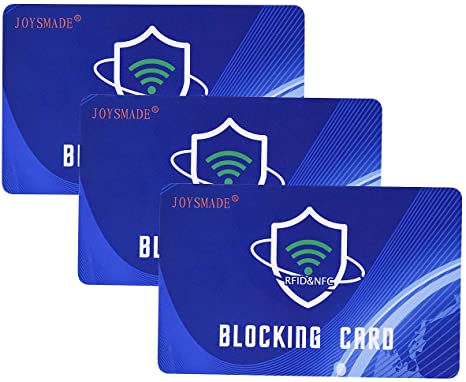 3Pcs RFID Blocking Card, Protection Entire Wallet and Purse Shield, Contactless NFC Bank Debit Credit Card Protector Blocker (Blue)