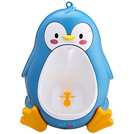 MKOOL Cute Penguin Standing Potty Training Urinal for Boys with Funny Aiming Target(Blue)