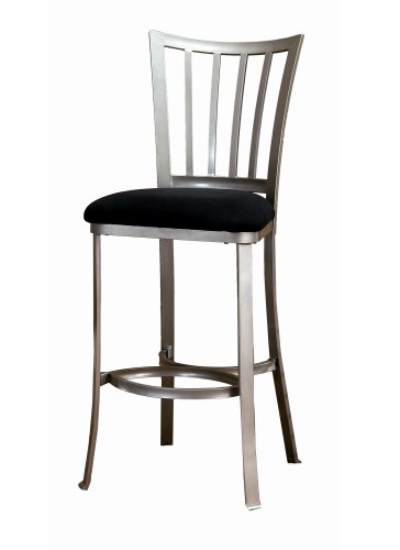 Hillsdale Delray 30-Inch Non-Swivel Barstool, Pewter Finish with Black Faux-Suede Upholstrey