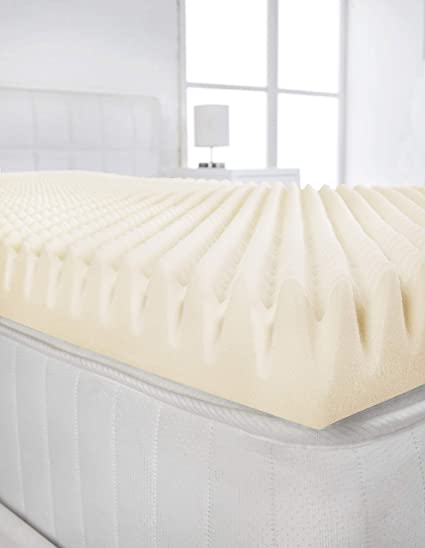 Littens 2" (50mm) Deep Double Bed Size Visco Memory Foam Mattress Topper Profile, Egg Shell Crate Box, Orthopaedic, Support, Plain Relief (4ft6, 137cm x 190cm)
