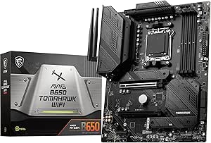 MSI MAG B650 Tomahawk WiFi Motherboard, ATX - Supports AMD Ryzen 7000 Series Processors, AM5-14 Duet Rail 80A VRM, DDR5 Memory Boost 6400 MHz/OC, 2 x PCIe 4.0 x16, 3 x M.2 Gen4, Wi-Fi 6E