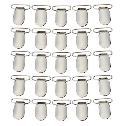 Marrywindix 50pcs 1" Pacifier Suspender Clips for Making Pacifier Holders Bib Clips Toy Holder Silver