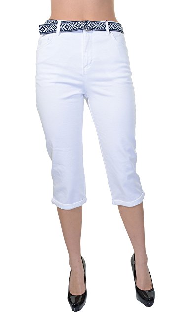 Gloria Vanderbilt Amanda Classic Fit Belted Cuffed Capri Jeans