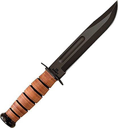 Ka-Bar 1220 US Army Straight Edge Fighting/Utility Knife with Leather Sheath