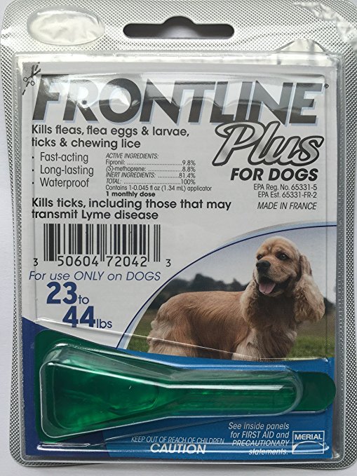 Frontline Plus for Medium Dogs 23-44 lbs (10-20 kg), New & Fresh, 1 Month Supply, 1 Applicator (Medium, Blue)
