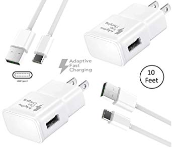 Google Pixel 3 / XL USB-C Charger Kit! Rapid Charger 10 FEET Type-C Cable {2 Wall Chargers + 2 Type-C Cables} Rapid Charger 50% Faster Charging!