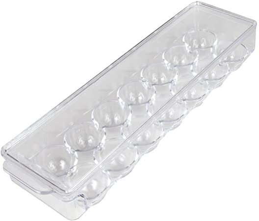 Home-X - Clear Acrylic Egg Storage Container with Lid, Durable Design Protects Eggs In and Out of the Refrigerator, Holds up to 14 Eggs