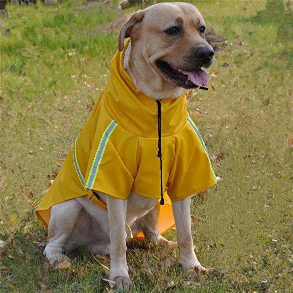 JYHY Dog Raincoat Adjustable Reflective Waterproof Lightweight Dog Rain Jacket with Hood for Small Medium Large Dogs