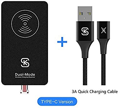 Magnetic Wireless Charger Receiver Kit SIKAI Ultra Slim Combination Wired & Wireless Charging Cable Magnetic Wireless Receiver Free Magnetic Cable (USB C)