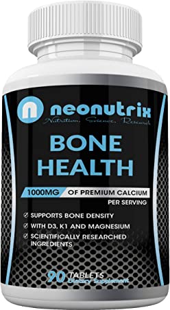Bone Health Supplement Calcium Magnesium Zinc with Vitamin D3, 1000mg Calcium Citrate for Bone Strength Support Bone Density & Joint Health 90 Tablets Calcium Supplement by Neonutrix
