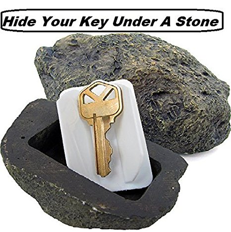 Hide a Spare Key Fake Rock, Gray Camouflage Stone Diversion Safe Looks & Feels Like Real Stone Rock, Safe for Outdoor Garden or Yard, Geocaching Popular Practical Performance – By Katzco