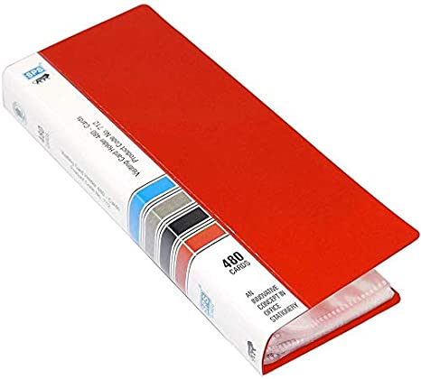 Smart iCards; Business Card Holder, Holds (480) Business/Visiting/Debit/Name Id Card Book Case Organizer Slots (Red)