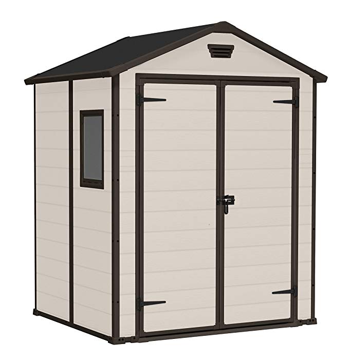 Keter Manor Outdoor Plastic Garden Storage Shed, Beige, 6 x 5 ft