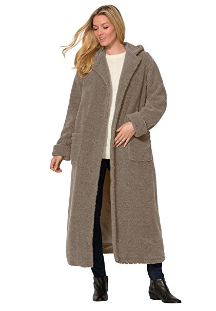 Women's Plus Size Coat, Long Length In Berber