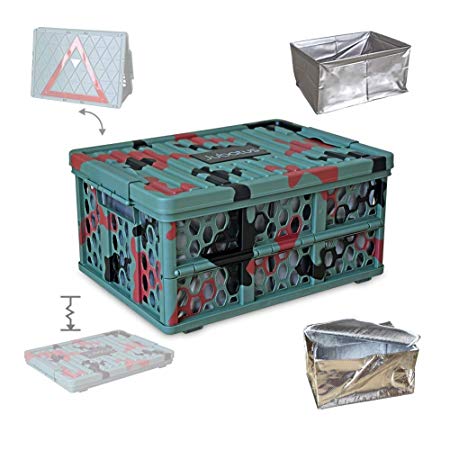 Jubatus Car Organizer Collapsible Organizers for Camping Storage Box Camo Trunk Organizer with Lid, Cooler Bag and Waterproof Bag