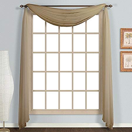 Amari Linen Ultra Soft Solid Sheer Scarf Window Valance In Various Colors (37"x216", Taupe)