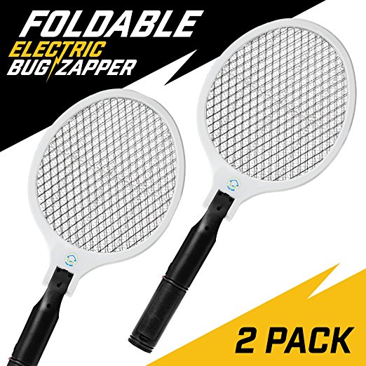 Electric Fly Swatter - Outdoor Electric Insect, Bee, Wasp, Mosquito, Fly, Gnat and Stinger Bug Killer and Repeller - Takes Just One Swing To Zap - Pack of 2