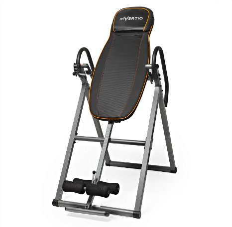 Invertio Adjustable Folding Inversion Table w/ Padded Backrest for Back Fitness Therapy Relief