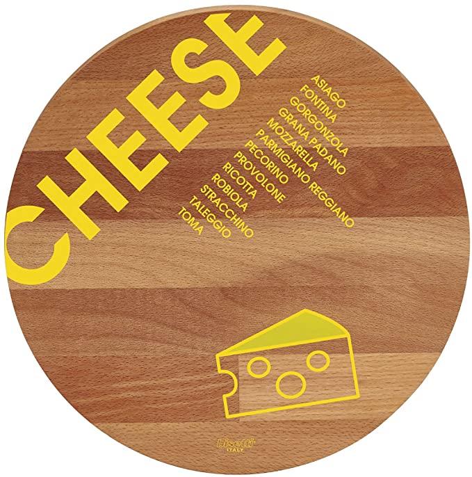 Bisetti BT-26820"Cheese" Beech Wood Round Cutting Board, 11.8", Brown